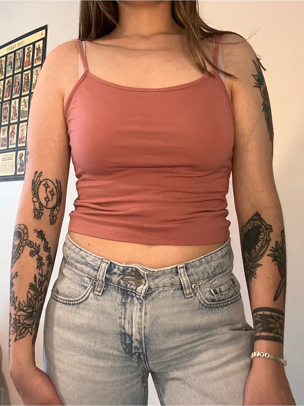 wild fable Rusty Rose Cropped Spaghetti Strap Tank